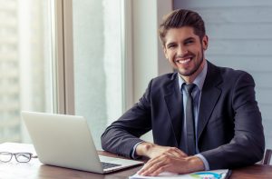 Handsome young businessman working